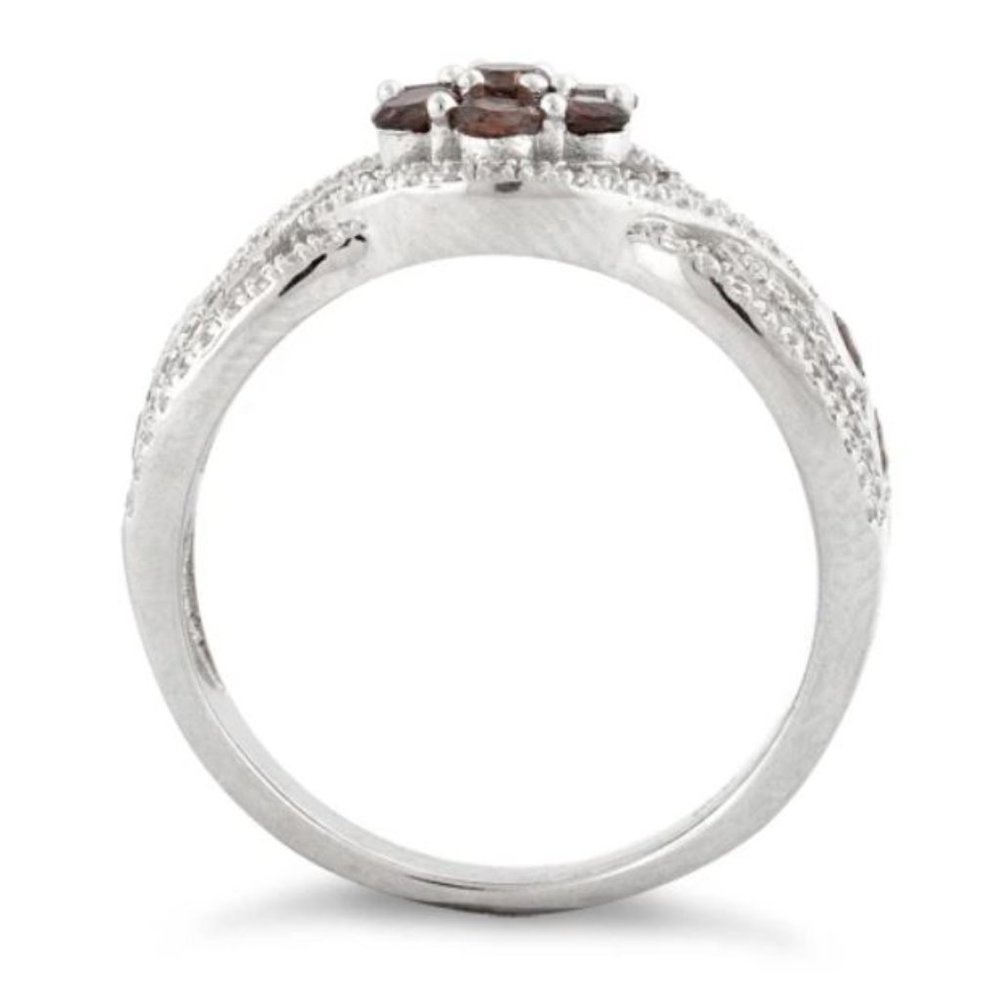 925 STERLING SILVER Chocolate Cubic Zirconia Cluster Ring - Picture 13 of 14
